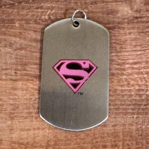 Silver toned Superman Logo Dog Tag Pendant​​